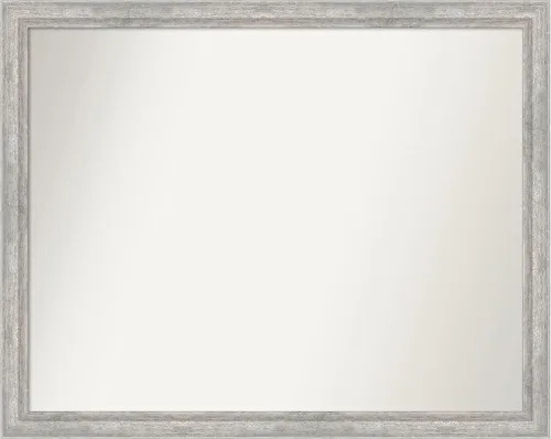 Miniatura 499 de Amanti Art Espejo de baño plateado para sobre fregadero, 23 x 23 pulgadas, espejo cuadrado plateado en ángulo, marco de madera moderno medio, se