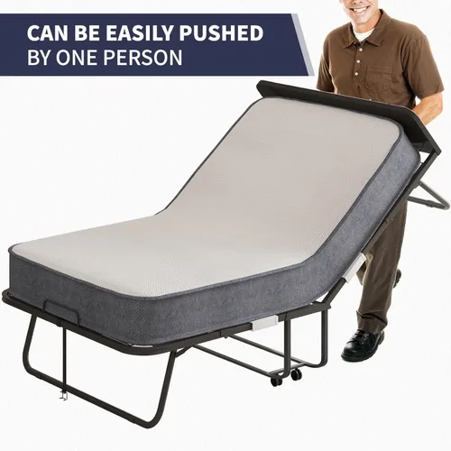 Miniatura 3 de ijuicy Cama plegable, cama plegable de 75 x 38 pulgadas con colchón de 5 pulgadas de grosor mejorado para adultos con funda de almacenamiento