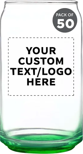 Miniatura 11 de Juego de 10 vasos de lata de cerveza personalizados, 16 onzas, tamaño de pinta, texto promocional, logotipo, forma de lata de soda, cristalería