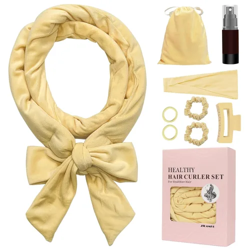 Miniatura 12 de ZILAMPU Diadema de varilla rizadora sin calor, rizadores de pelo para dormir, morado, 70 pulgadas de largo, material de terciopelo extra suave