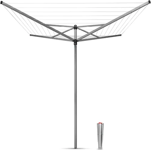 Miniatura 9 de Brabantia Topspinner Tendedero giratorio de 4 brazos para exteriores (131 pies/Ø 1.8 pulgadas) giratorio y plegable + tubo de tierra de hormigón Gris