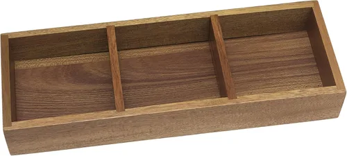 Lipper International Bandeja organizadora de cajones y escritorio de madera de acacia para suministros de oficina o artículos del hogar y cocina, 3