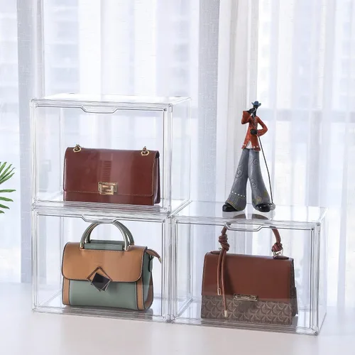 Miniatura 4 de ZLLZUU Organizador de bolso para armario, paquete de 5 vitrinas de acrílico transparente para almacenamiento de bolsos, cajas de almacenamiento