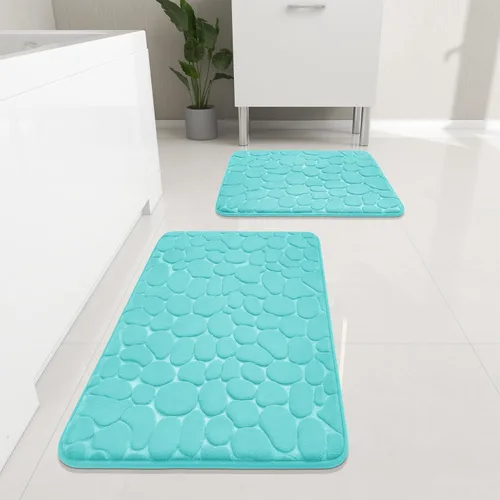 Miniatura 8 de YIHOUSE Juego de 2 tapetes de baño de espuma viscoelástica, antideslizantes, absorbentes de agua, lavables, para fregadero, inodoro y suelo Negro