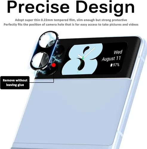 Miniatura 5 de Miimall - Protector de lente de cámara compatible con Samsung Galaxy Z Flip 4, vidrio templado de dureza 9H, antiarañazos, compatible con funda