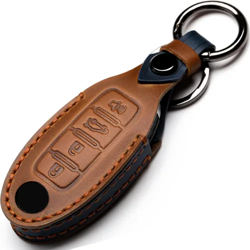 Miniatura 10 de Funda de Llavero de Cuero Compatible con Control Remoto Sin Llave de Nissan para Nissan X-trail Rogue Altima Quest Pathfinder Sentra Patrol Cima C