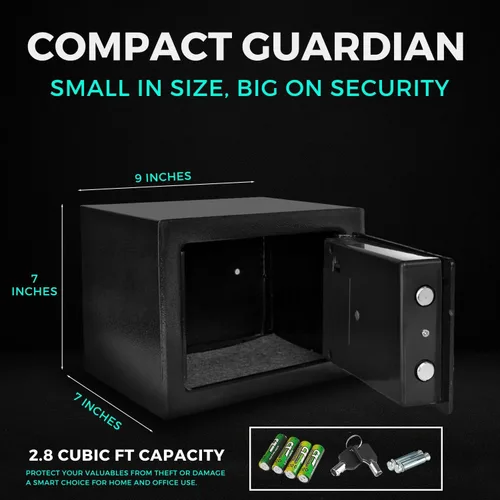 Miniatura 8 de Flexzion Caja fuerte digital pequeña con teclado, caja fuerte para dinero con teclado electrónico, caja de seguridad digital para el hogar, oficina