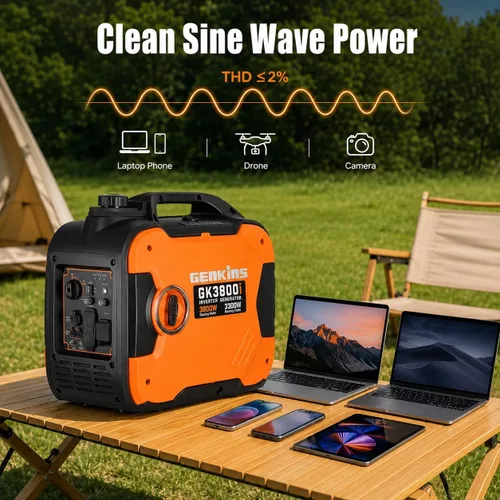 Miniatura 7 de Genkins Generador portátil de inversor de 3800 vatios ultra silencioso listo para RV, de emergencia, para respaldo en el hogar, recreación, etc. A