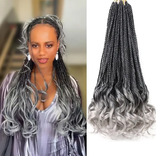 Miniatura 69 de Trenzas de ganchillo rizado francés T33, cabello pre-anillado 10 pulgadas, trenzas cortas rizadas francesas con extremos rizados, trenzas box