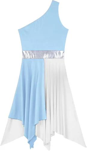 Miniatura 80 de easyforever Vestido de baile sin mangas con bloques de color para mujer, alabanza litúrgica, ropa de baile lírico, vestido de bata de adoración