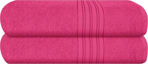 Miniatura 14 de BOUTIQUO Juego de 2 toallas de baño 100% algodón de 28 x 55 pulgadas, toallas de baño grandes ecológicas, compactas, de secado rápido, ligeras, Rosa