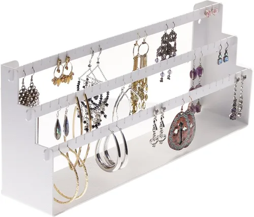 Miniatura 15 de Angelynn's Luka - Organizador de aretes montado en la pared, solo para aretes pequeños, aretes colgantes de poste, estante colgante de Bronce frotado
