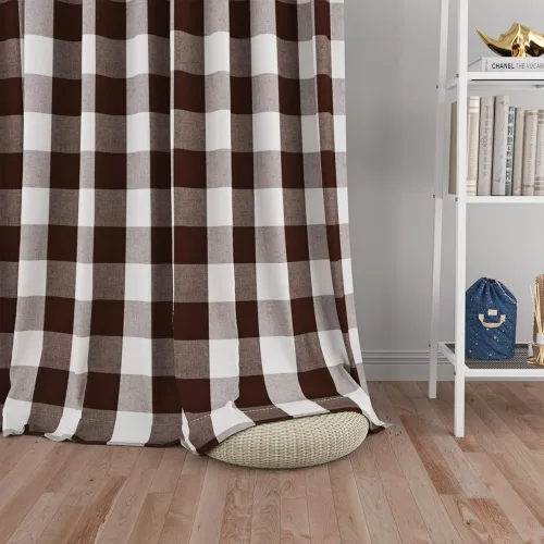 Miniatura 26 de UPOPO Cortinas de ventana Buffalo Check 122 cm de largo, cortinas de algodón para sala de estar, paneles de cortina a cuadros para dormitorio
