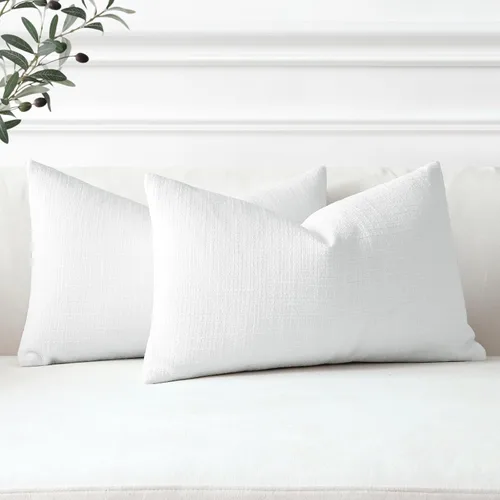Miniatura 2 de OTOSTAR Fundas de almohada de lino de 12 x 20 pulgadas, juego de 2 fundas de almohada decorativas cuadradas, fundas de cojín para decoración