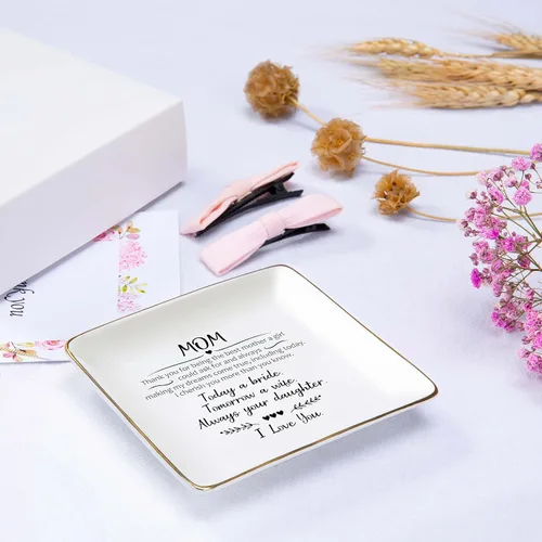 Miniatura 2 de Thank You For Being the Best Mom A Girl Could Ask For-Today - Regalos para novia-madre de la novia, soporte de cerámica para joyas, plato