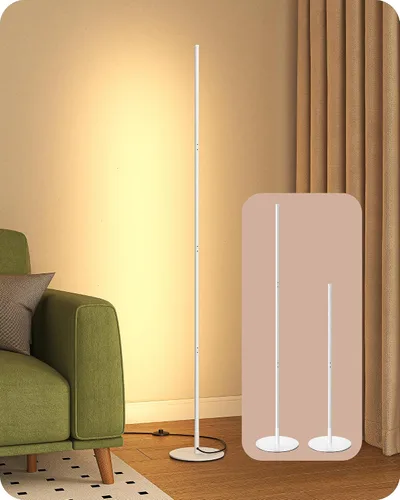 Miniatura 10 de EDISHINE Lámpara de pie LED de esquina, moderna luz delgada y regulable, altura ajustable, lámpara alta minimalista de 57.5 pulgadas para sala
