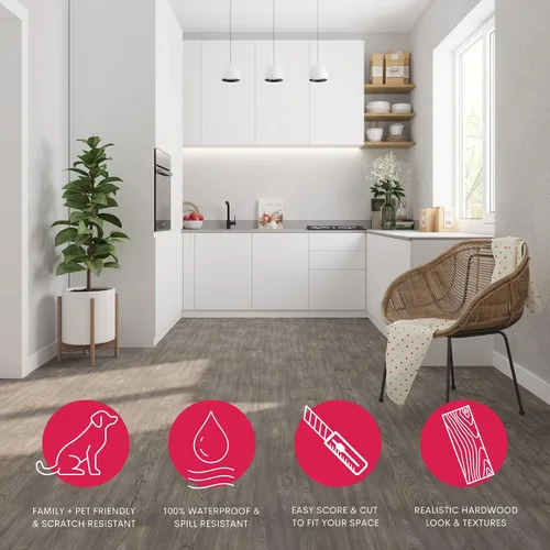 Miniatura 3 de LUCiDA SURFACES - Baldosas de vinilo de lujo, azulejos autoadhesivos para instalar uno mismo, 12 tablones con apariencia de madera, BaseCore - Blanc