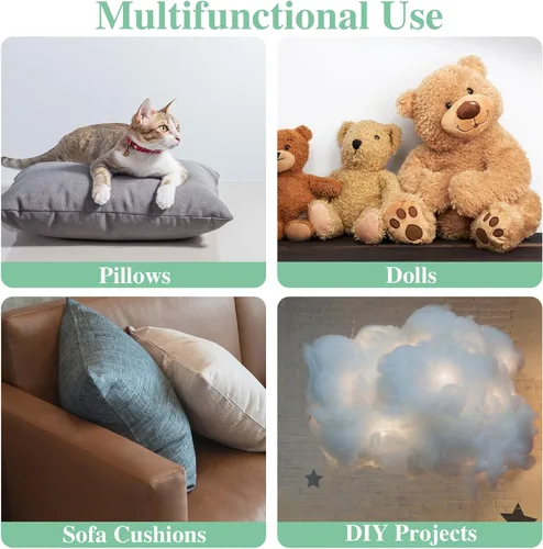 Miniatura 6 de 2.2 LB / 35.3 onzas de relleno de fibra de poliéster premium para animales de peluche, almohadas, edredones, acolchados, pufs, relleno de fibra