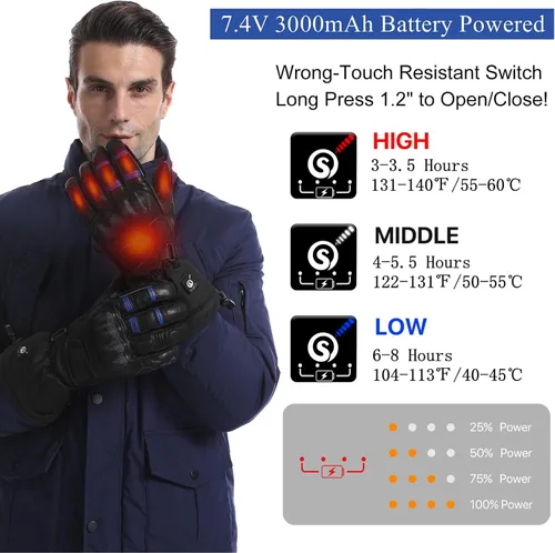Miniatura 2 de Savior Professional Heated Motorcycle Gloves for Men Women,Dual Mode Electrically Heated Waterproof and Windproof Gloves with 12V Charging
