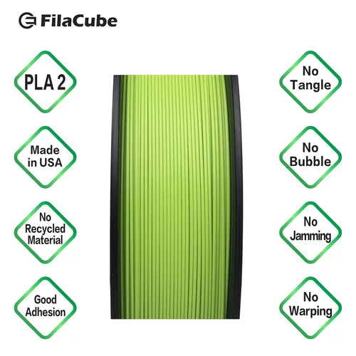 Miniatura 2 de Verdor (Tono Verde-Amarillo) Filamento PLA para Impresora 3D de 1.75mm - FilaCube 1.75 mm 1kg PLA 2 Filamento de Impresión 3D [Hecho en EE.UU.]