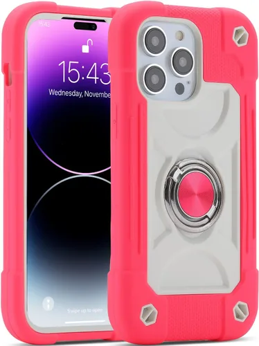 Miniatura 86 de MARKILL Funda compatible con iPhone 15 de 6.1 pulgadas con soporte integrado, [grado militar resistente de cuerpo completo] protección contra Rosa