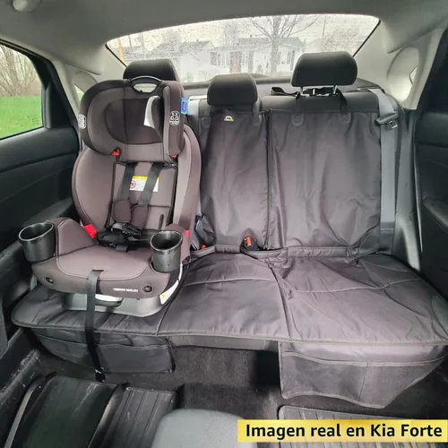 Miniatura 6 de Protector de Asiento para Auto, Funda para Asientos de Niños en Coches Impermeable, 3 Cinturones Traseros Funcionales, Cojín para Asiento de Bebé