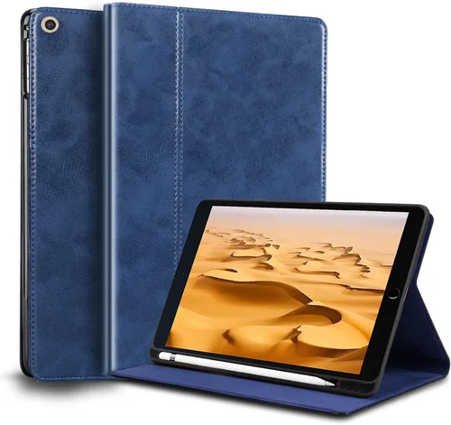 Miniatura 11 de Funda para iPad de 10.2 pulgadas, 9ª/8ª/7ª generación 2021/2020/2019, piel auténtica, función de encendido y apagado automático. Negro clásico