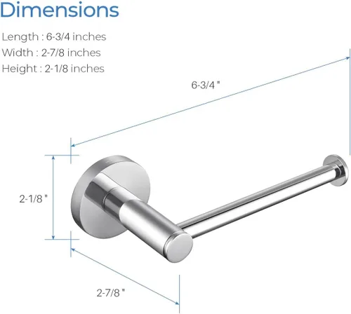 Miniatura 7 de Kibi Portarrollos circulares de papel higiénico – Moderno soporte de papel higiénico montado en la pared, construcción de latón resistente, cromado