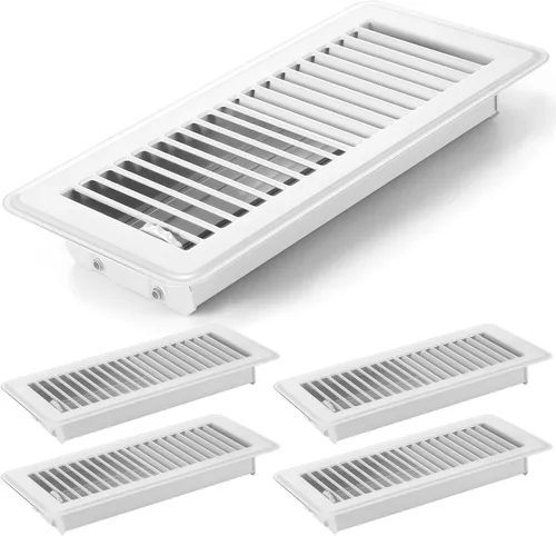 Miniatura 13 de Retisee 4 cubiertas de ventilación de registro de piso de 4 x 12 pulgadas, rejillas de ventilación de piso de acero resistente con flujo de aire
