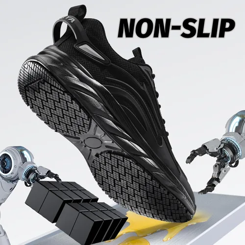 Miniatura 2 de Zapatos de trabajo antideslizantes para hombre, antideslizantes, para cocina, restaurante y servicio de alimentos, ligeros, transpirables, zapatos
