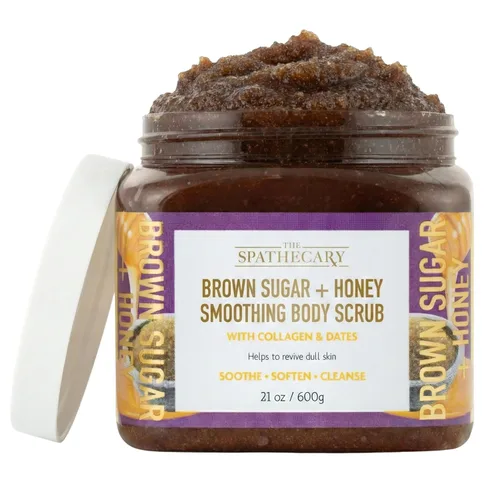 Exfoliante corporal de azúcar moreno y miel - Exfoliante e hidratante con colágeno y dátiles para ayudar a revivir, suavizar y suavizar la piel