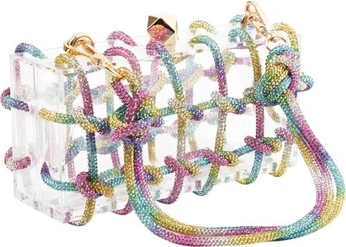 Miniatura 2 de Diamante hand Bag. Rhinestone Evening bag. Hardbodied acrylic handbag. Gift for her. Sparkling rope handbag