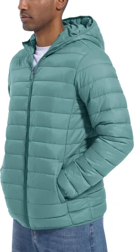 Miniatura 2 de MAGCOMSEN Chaqueta acolchada ligera con capucha para hombre, con cremallera completa, resistente al agua, acolchada, con forro
