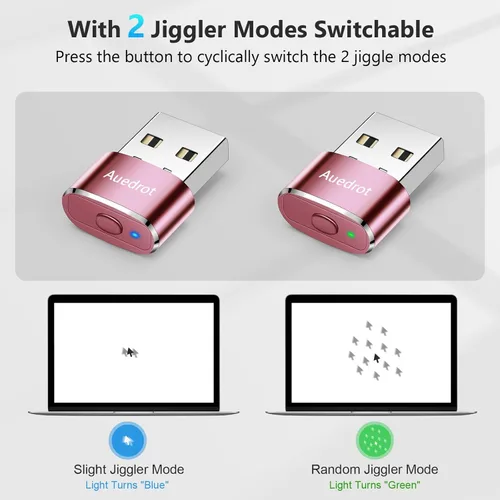 Miniatura 2 de AUEDROT Ratón Jiggler Indetectable Jiggers USB Mover con Botón de Interruptor, Mover Automático de 2 Modos de Sacudida, Dispositivo de Ratón, Oro