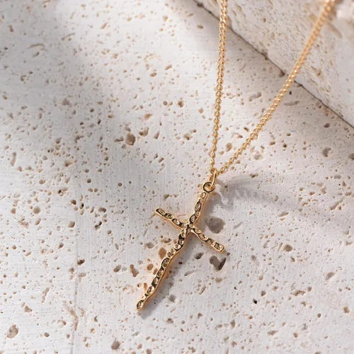 Miniatura 131 de Fettero - Collar con dije de cruz de fe, chapado en oro de 14 K, cadena fina, minimalista, simple, pequeña, para oración, regalo de joyería religiosa