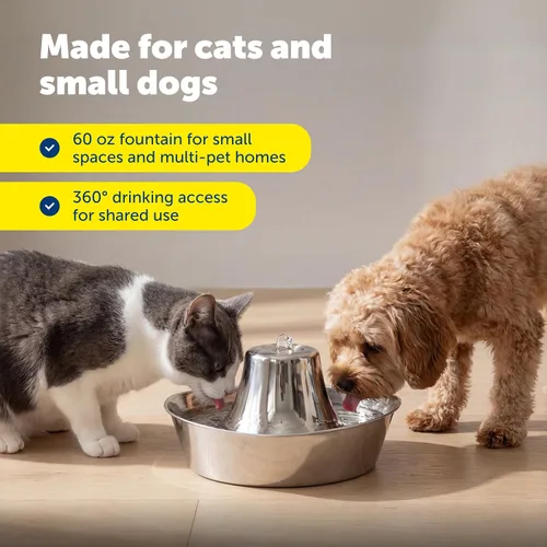 Miniatura 7 de PetSafe Seaside - Fuente de acero inoxidable para gatos y perros, filtros de agua adicionales y 1 bomba incluida, la torre crea un flujo relajante