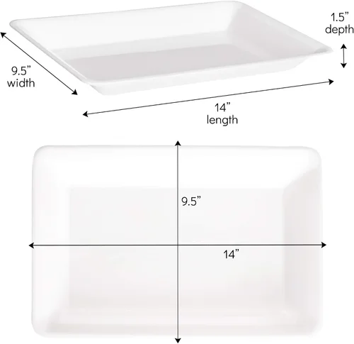 Miniatura 7 de Plasticpro - Bandejas de plástico para servir, rectangulares, 10 x 14 pulgadas, plato desechable para fiesta, color negro, paquete de 4