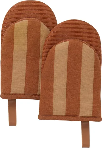 Miniatura 13 de Folkulture Mini guantes de horno resistentes al calor (5.75 x 9) Juego de 2 guantes cortos para horno con lazo para colgar, guantes de horno