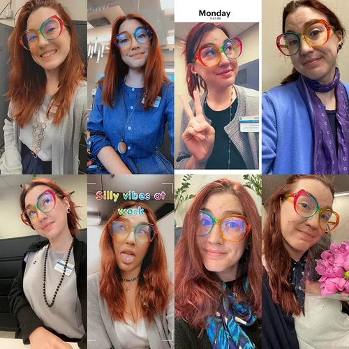 Miniatura 6 de Melrose Gafas de lectura de bloqueo azul de las señoras de la moda, antifatiga/deslumbramiento colorido irregular juegos de computadora femeninos
