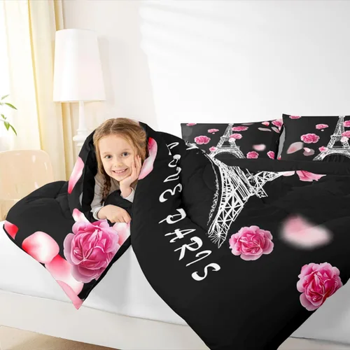 Miniatura 86 de Erosebridal Juego de ropa de cama de princesa de ballet, tamaño Queen, juego de edredón de 3 piezas para niñas bailarinas de ballet, lindo juego