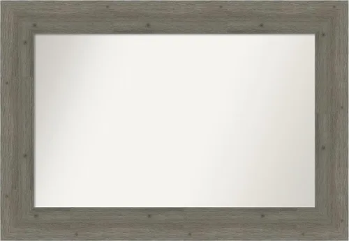 Miniatura 28 de Amanti Art Espejo de baño gris para sobre el fregadero, 27 x 27 pulgadas, espejo de tocador cuadrado gris, marco de madera rústica de campo medio