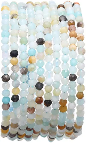 Miniatura 64 de BEADIA Cuentas Facetadas de Piedra Natural Amazonita Rondelle 3x4mm Cuentas Semipreciosas Sueltas para Hacer Joyas 38cm