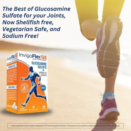 Miniatura 4 de INVIGOFLEX® GS - Sulfato de glucosamina (sin mariscos, sin sodio y seguro para vegetarianos) sin OMG, sin gluten, con Boswellia Serrata - Suplemento
