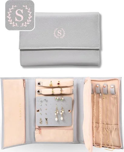 Joyero de viaje personalizado con inicial, regalos personalizados con monograma para mujeres, regalos de propuesta de dama de honor, organizador de