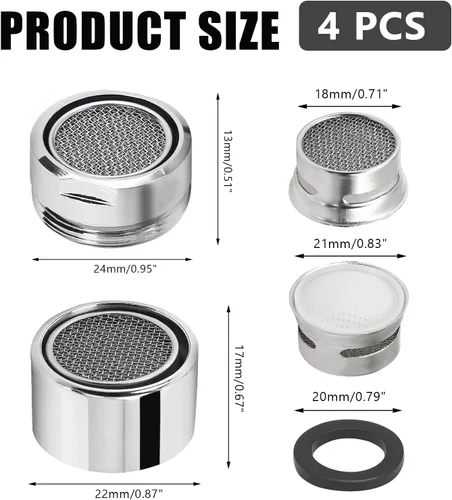 Miniatura 2 de Litoexpe Aireador de grifo de 15/16 pulgadas, 4 piezas, piezas de repuesto para aireador de fregadero de cocina, filtro de grifo de rosca hembra