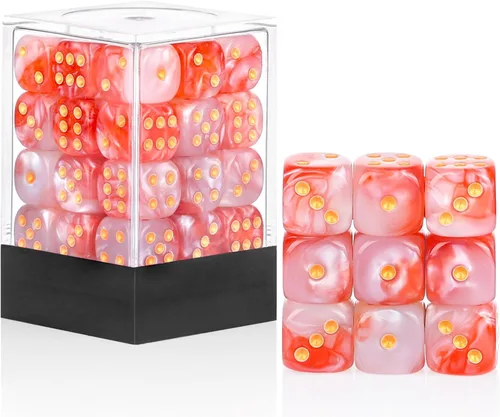 Miniatura 17 de 36 de paquete de dados de 12 mm de 6 caras MINI, juego de dados de patrón de perla, dados estándar de 6 caras para Yahtzee, Bunco o enseñanza
