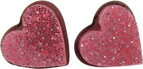 Miniatura 39 de Pendientes de botón de corazón acrílico con purpurina de acero inoxidable de 0.315 in