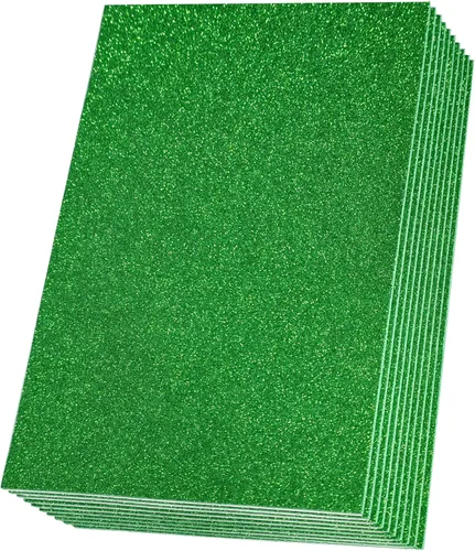 Miniatura 8 de SALEMAR Hojas de espuma con purpurina plateada para manualidades, 10 paquetes de calcomanías de papel EVA adhesivas gruesas para proyectos de Plata