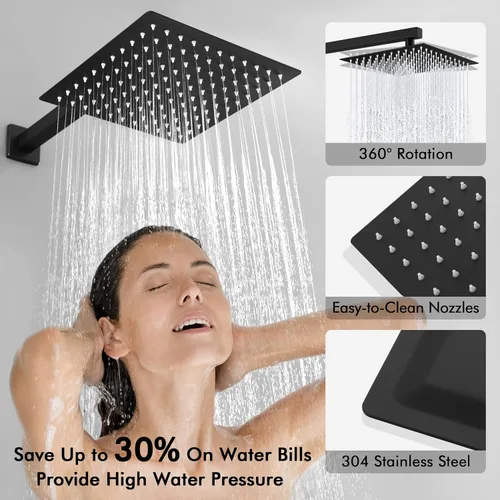 Miniatura 4 de KES Juego de llave de bañera y ducha Sistema de ducha con cabezal de ducha de lluvia de 10 pulgadas y llave de cascada para bañera Montaje en pared