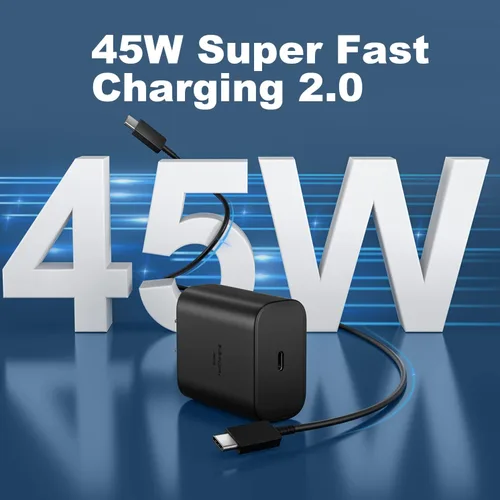 Miniatura 2 de Cargador USB C súper rápido Samsung de 45 W, bloque de cargador USB C de 45 W con cable de carga rápida de teléfono Android de 12 pies para Samsung